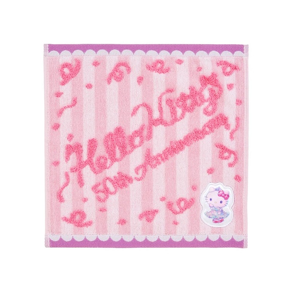 NEW Hello Kitty 50th Anniversary Series Mini Logo Washcloth Towel Limited - Picture 1 of 8